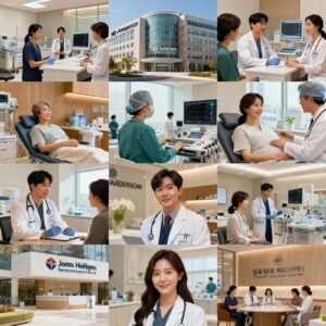 Collage of healthcare workers in various clinical settings