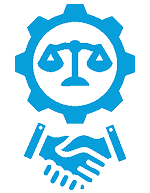 Gear with justice scale icon at KAMTOUR