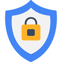 Blue shield icon with padlock KAMTOUR