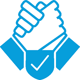 Two people handshake with checkmark icon at KAMTOUR